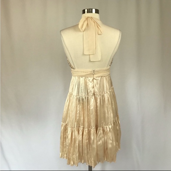 BCBGMaxAzria Cocktail Dress Sequined Halter Size 0 - Picture 3 of 5